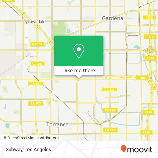 Mapa de Subway, 18910 Crenshaw Blvd Torrance, CA 90504