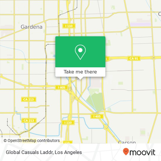 Mapa de Global Casuals Laddr, 18505 S Broadway St Gardena, CA 90248