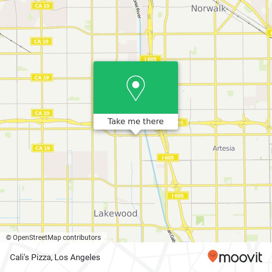 Mapa de Cali's Pizza, 10502 Artesia Blvd Bellflower, CA 90706