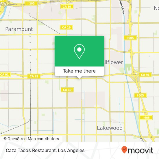 Mapa de Caza Tacos Restaurant, 9328 Artesia Blvd Bellflower, CA 90706