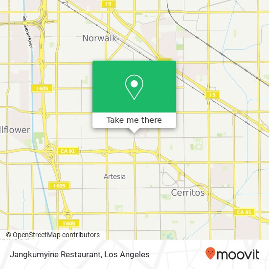 Mapa de Jangkumyine Restaurant, 16440 Norwalk Blvd Cerritos, CA 90703