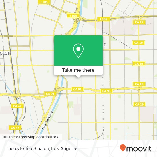 Mapa de Tacos Estilo Sinaloa, 1107 E 70th St Long Beach, CA 90805