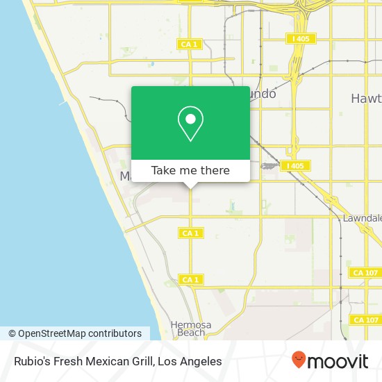 Mapa de Rubio's Fresh Mexican Grill, 2000 N Sepulveda Blvd Manhattan Beach, CA 90266