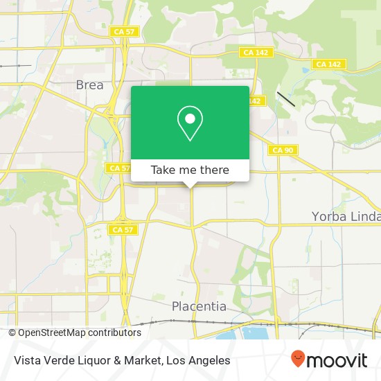 Mapa de Vista Verde Liquor & Market, 1855 N Kraemer Blvd Placentia, CA 92870