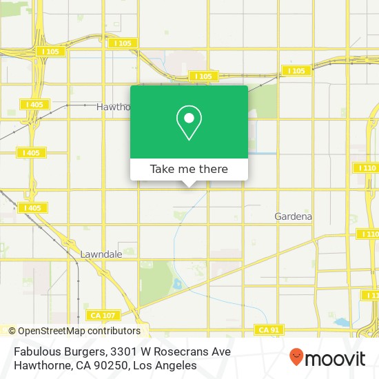 Mapa de Fabulous Burgers, 3301 W Rosecrans Ave Hawthorne, CA 90250
