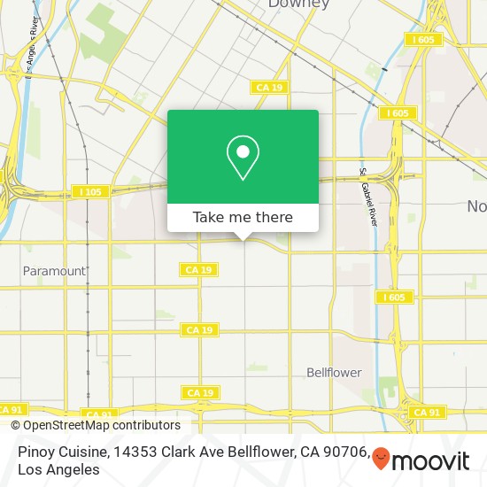 Mapa de Pinoy Cuisine, 14353 Clark Ave Bellflower, CA 90706