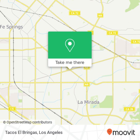 Mapa de Tacos El Bringas, Telegraph Rd Whittier, CA 90604