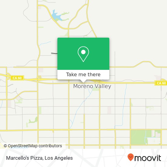 Mapa de Marcello's Pizza, 24485 Sunnymead Blvd Moreno Valley, CA 92553