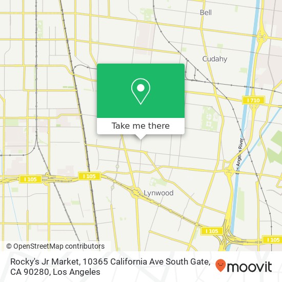 Mapa de Rocky's Jr Market, 10365 California Ave South Gate, CA 90280