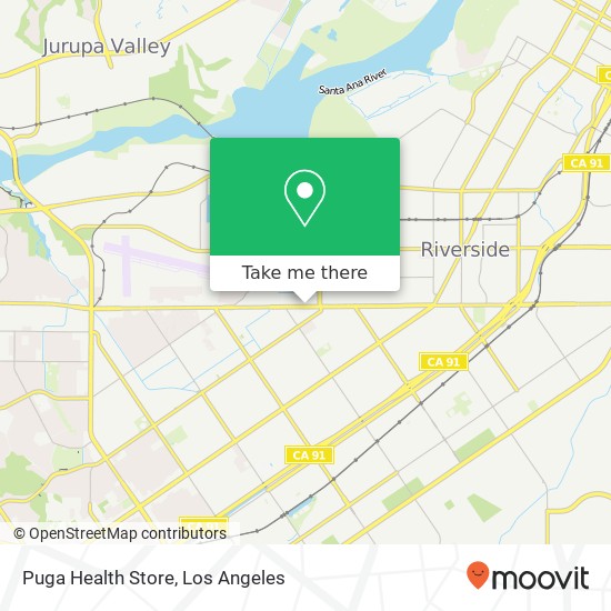 Mapa de Puga Health Store, 5391 Arlington Ave Riverside, CA 92504