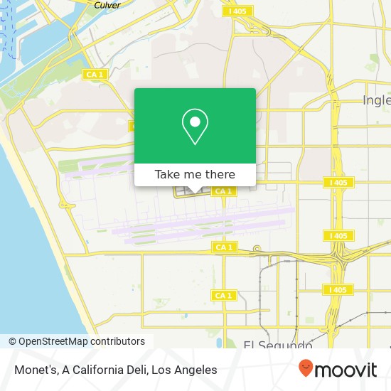 Monet's, A California Deli, 600 World Way Los Angeles, CA 90045 map