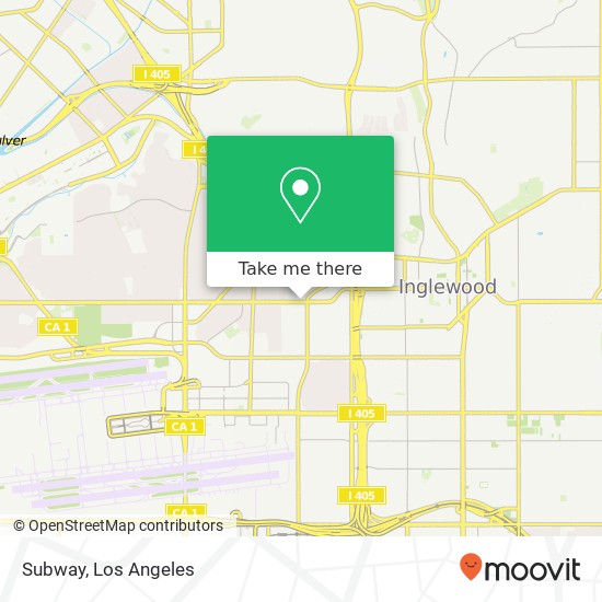 Mapa de Subway, 5545 W Manchester Ave Los Angeles, CA 90045