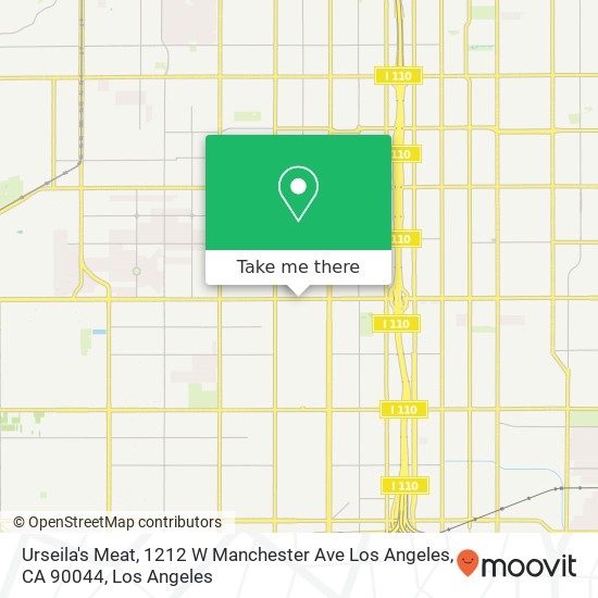 Mapa de Urseila's Meat, 1212 W Manchester Ave Los Angeles, CA 90044