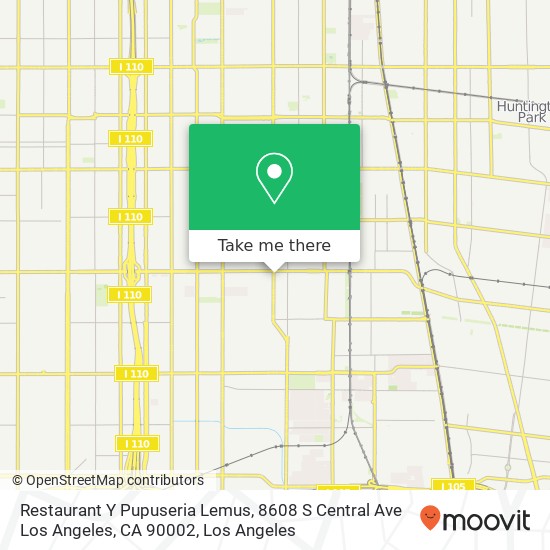 Mapa de Restaurant Y Pupuseria Lemus, 8608 S Central Ave Los Angeles, CA 90002
