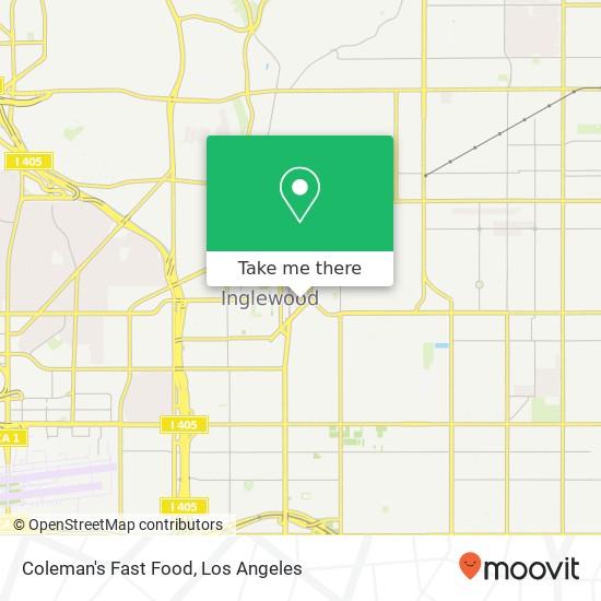 Mapa de Coleman's Fast Food, 404 E Manchester Blvd Inglewood, CA 90301