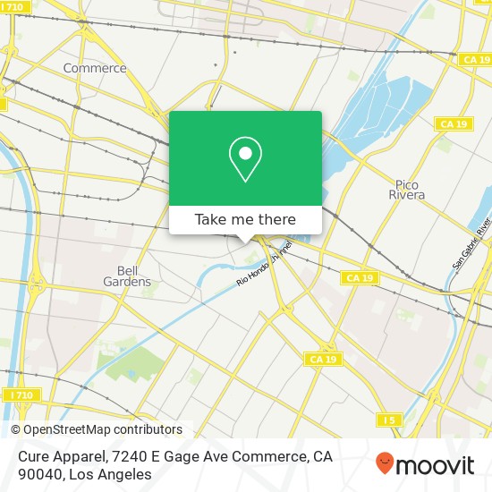 Mapa de Cure Apparel, 7240 E Gage Ave Commerce, CA 90040