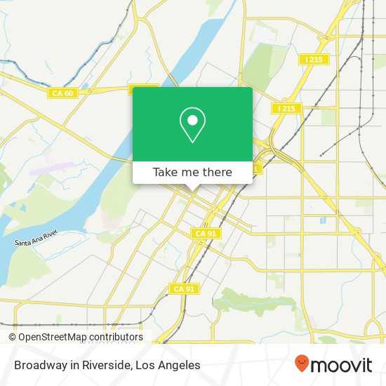 Broadway in Riverside map