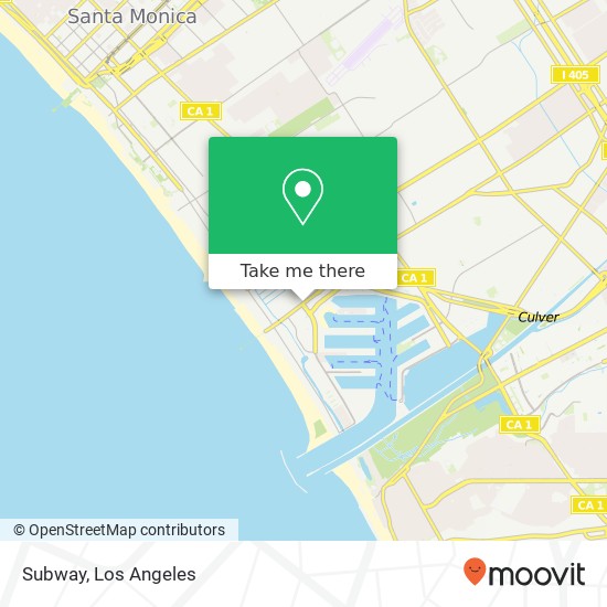 Mapa de Subway, 509 Washington Blvd Marina del Rey, CA 90292