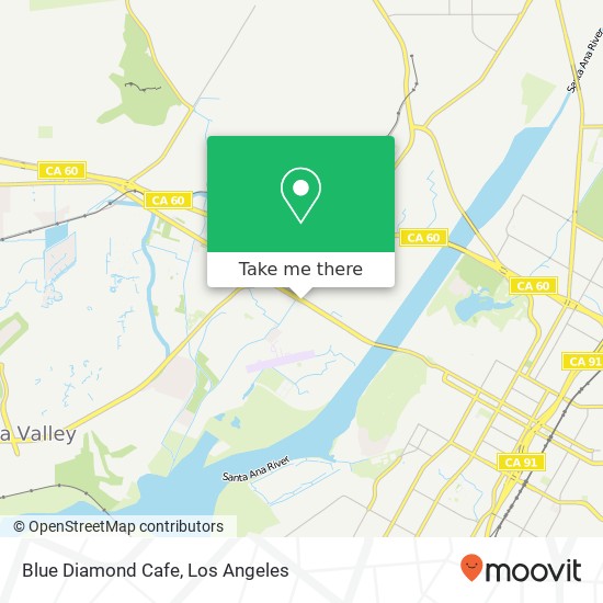 Mapa de Blue Diamond Cafe, 5572 Mission Blvd Jurupa Valley, CA 92509