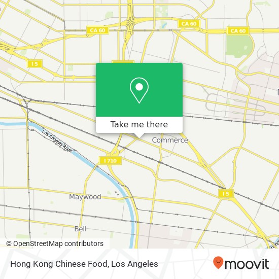 Mapa de Hong Kong Chinese Food, 5210 E Washington Blvd Commerce, CA 90040