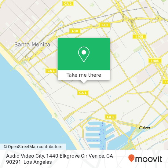 Mapa de Audio Video City, 1440 Elkgrove Cir Venice, CA 90291