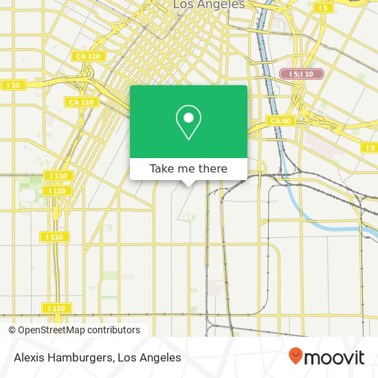 Mapa de Alexis Hamburgers, 1428 E Adams Blvd Los Angeles, CA 90011