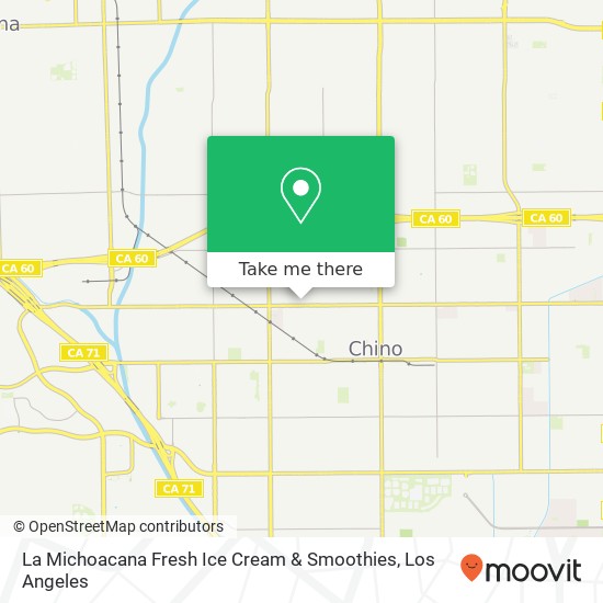 Mapa de La Michoacana Fresh Ice Cream & Smoothies, 4726 Riverside Dr Chino, CA 91710
