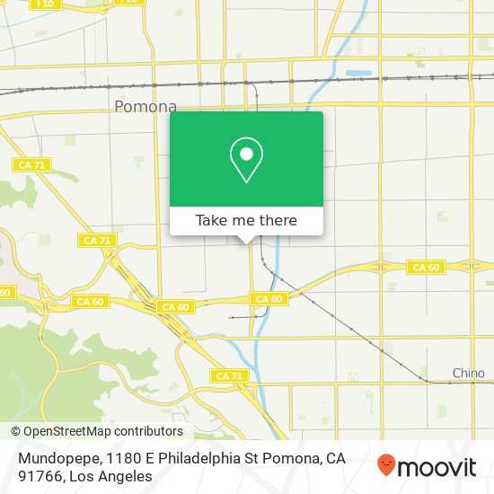 Mapa de Mundopepe, 1180 E Philadelphia St Pomona, CA 91766
