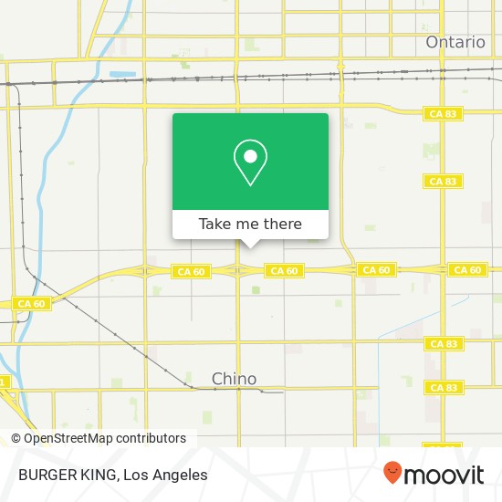 Mapa de BURGER KING, 5451 Philadelphia St Chino, CA 91710