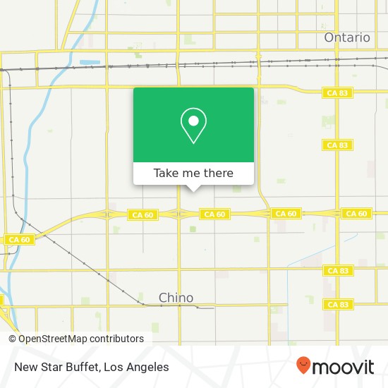 Mapa de New Star Buffet, 5440 Philadelphia St Chino, CA 91710