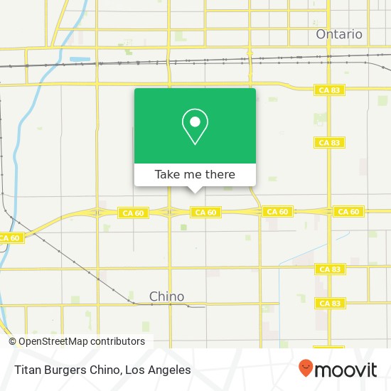 Mapa de Titan Burgers Chino, 5509 Philadelphia St Chino, CA 91710