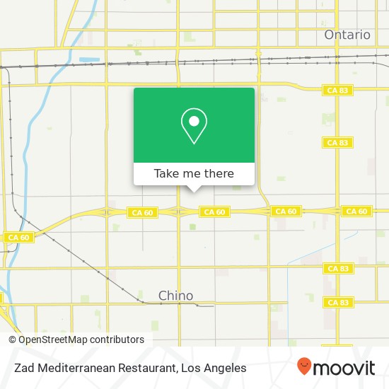 Mapa de Zad Mediterranean Restaurant, 5460 Philadelphia St Chino, CA 91710