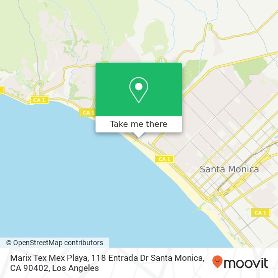 Mapa de Marix Tex Mex Playa, 118 Entrada Dr Santa Monica, CA 90402
