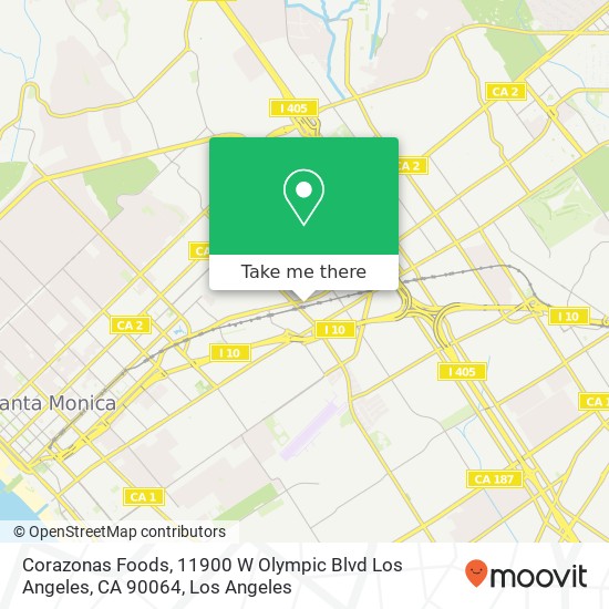 Mapa de Corazonas Foods, 11900 W Olympic Blvd Los Angeles, CA 90064