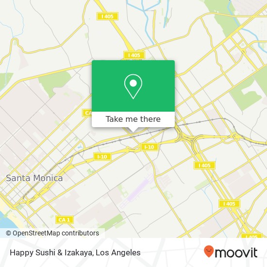 Mapa de Happy Sushi & Izakaya, 11905 W Olympic Blvd Los Angeles, CA 90064