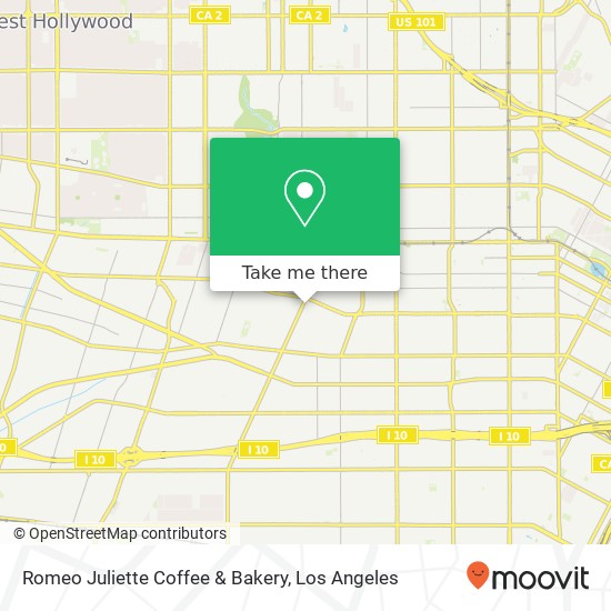 Mapa de Romeo Juliette Coffee & Bakery, 1032 Crenshaw Blvd Los Angeles, CA 90019