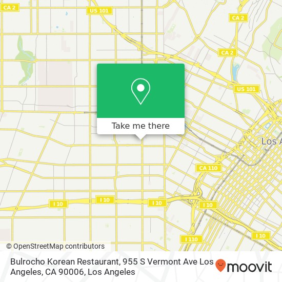 Mapa de Bulrocho Korean Restaurant, 955 S Vermont Ave Los Angeles, CA 90006