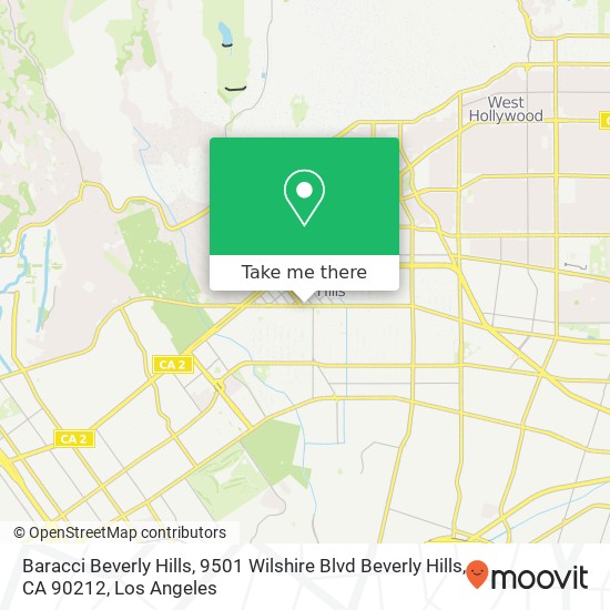 Mapa de Baracci Beverly Hills, 9501 Wilshire Blvd Beverly Hills, CA 90212