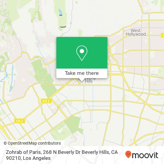 Mapa de Zohrab of Paris, 268 N Beverly Dr Beverly Hills, CA 90210
