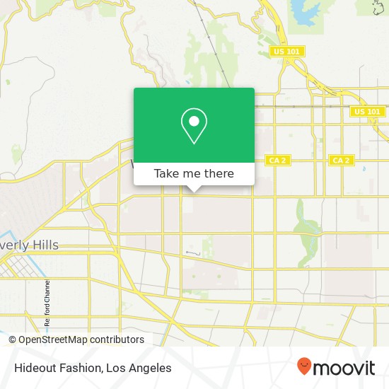 Mapa de Hideout Fashion, 7721 Melrose Ave Los Angeles, CA 90046