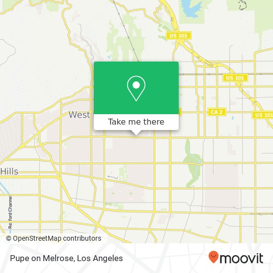 Mapa de Pupe on Melrose, 7361 Melrose Ave Los Angeles, CA 90046