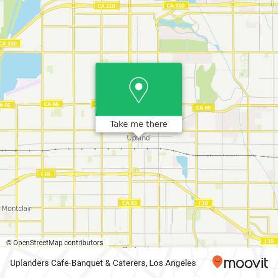 Mapa de Uplanders Cafe-Banquet & Caterers, 296 N 2nd Ave Upland, CA 91786