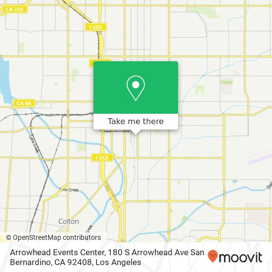 Mapa de Arrowhead Events Center, 180 S Arrowhead Ave San Bernardino, CA 92408