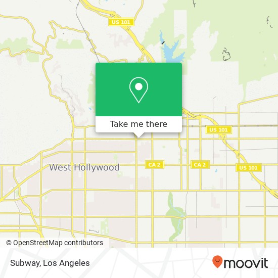 Mapa de Subway, 7040 W Sunset Blvd Los Angeles, CA 90028