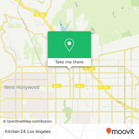 Mapa de Kitchen 24, 1608 N Cahuenga Blvd Los Angeles, CA 90028