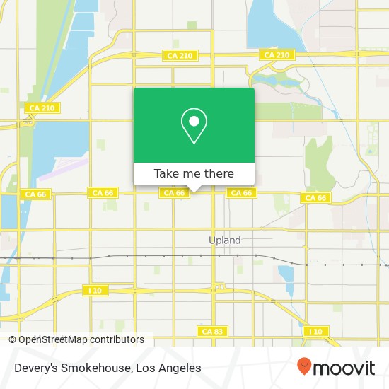 Mapa de Devery's Smokehouse, 360 W Foothill Blvd Upland, CA 91786