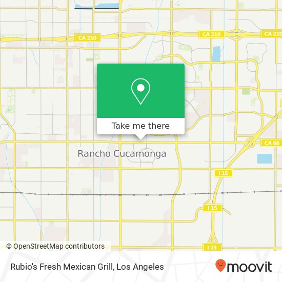 Mapa de Rubio's Fresh Mexican Grill, 10798 Foothill Blvd Rancho Cucamonga, CA 91730