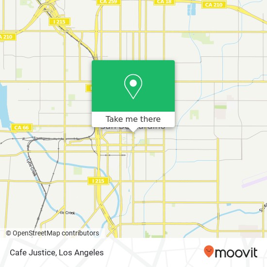 Mapa de Cafe Justice, 385 N Arrowhead Ave San Bernardino, CA 92401