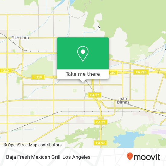 Mapa de Baja Fresh Mexican Grill, 1331 S Lone Hill Ave Glendora, CA 91740