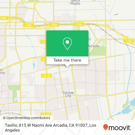Mapa de Taisho, 815 W Naomi Ave Arcadia, CA 91007